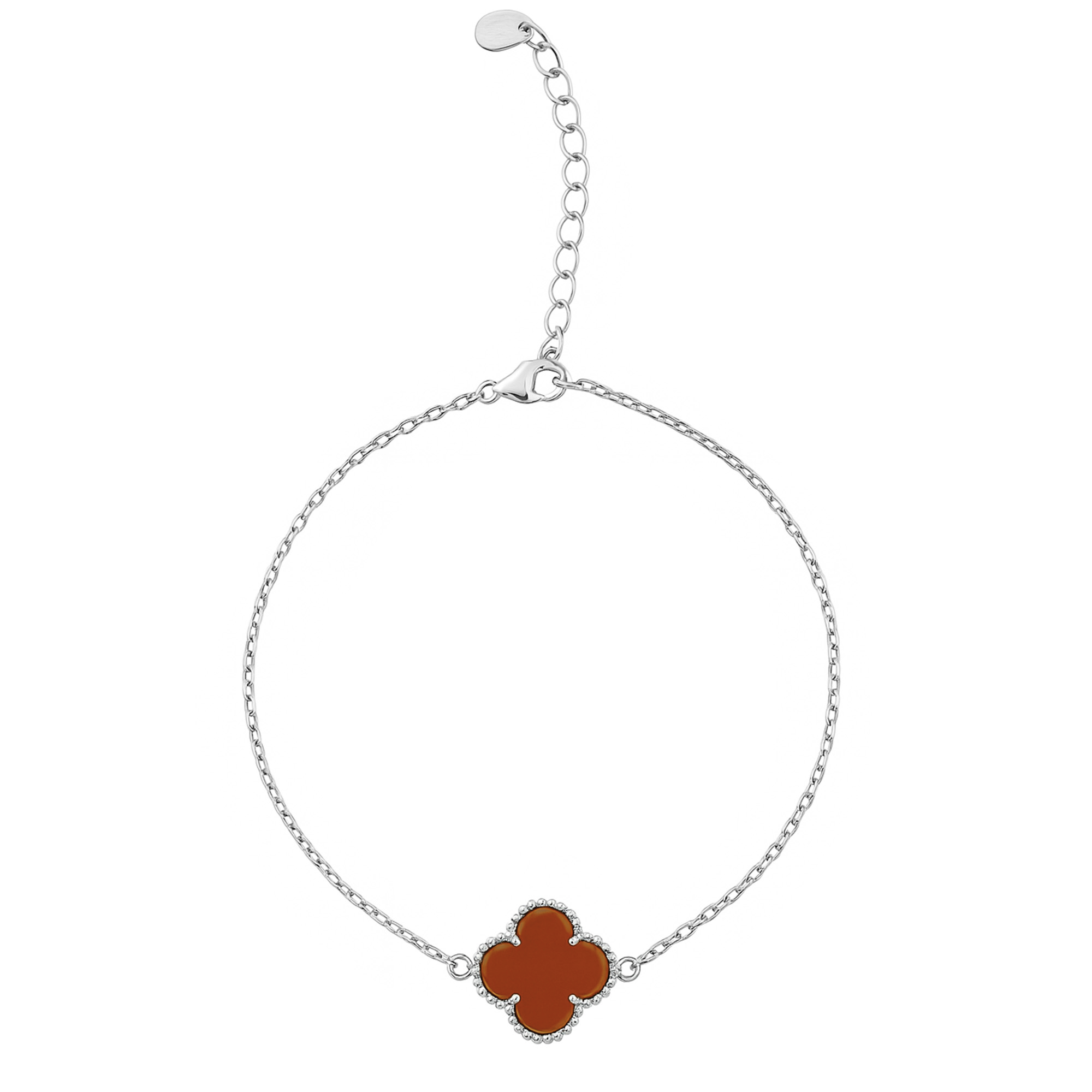 Pulsera 1 Flor Inspirada Van C Piedras Naturales Plata .925 con Baño de Rodio
