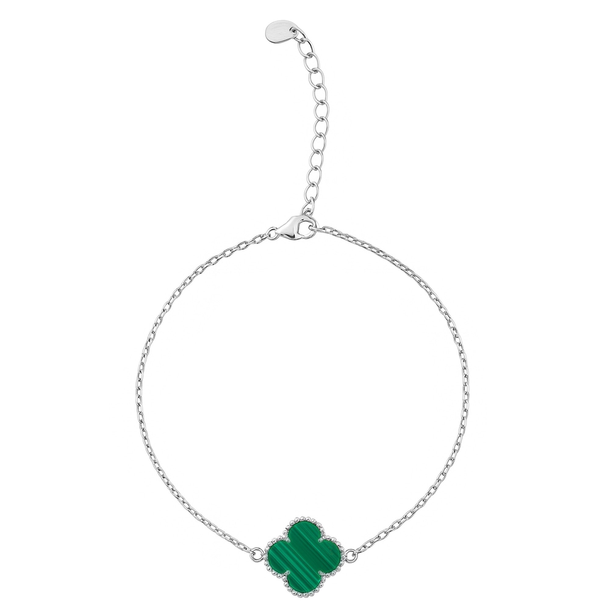Pulsera 1 Flor Inspirada Van C Piedras Naturales Plata .925 con Baño de Rodio