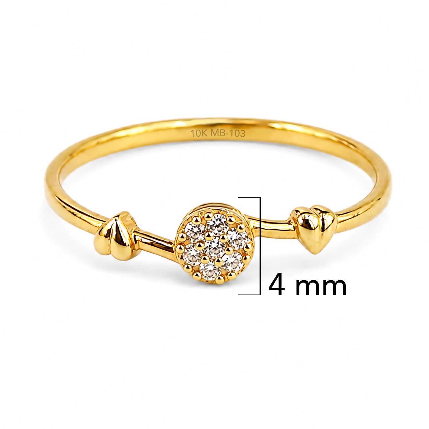 Anillo Micro Circonias con Corazones Oro 10K