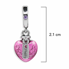 Charm Inspirado Pan 1:1 Corazón Rosa Bombeado Plata .925