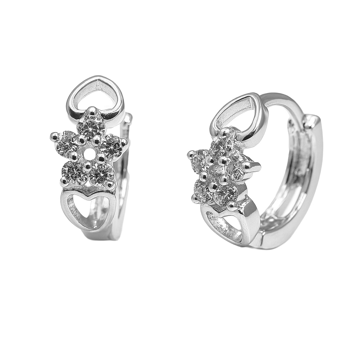 Huggies Flor con Circonias y Corazones Plata .925