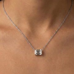 Collar Circonia Biselada con Cadena Eslabones Plata .925 con Baño de Rodio