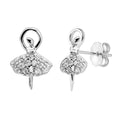Arete Broquel Bailarina Plata .925 con Baño de Rodio