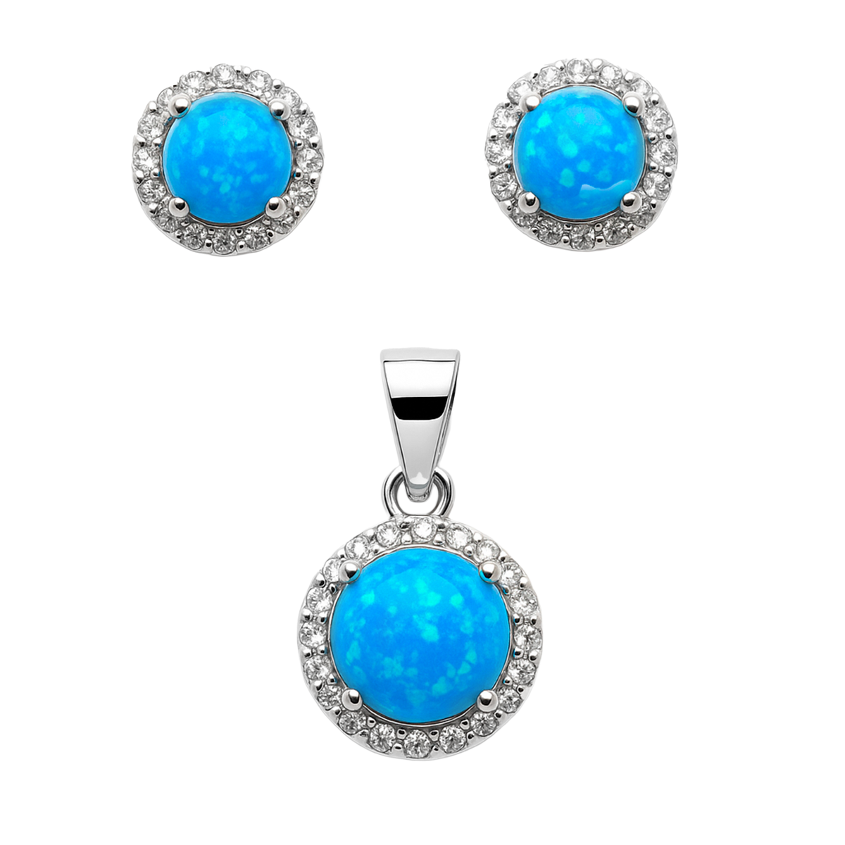 Juego Piedra Ópalo con Circonias Plata .925