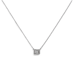 Collar Circonia Biselada con Cadena Eslabones Plata .925 con Rodio