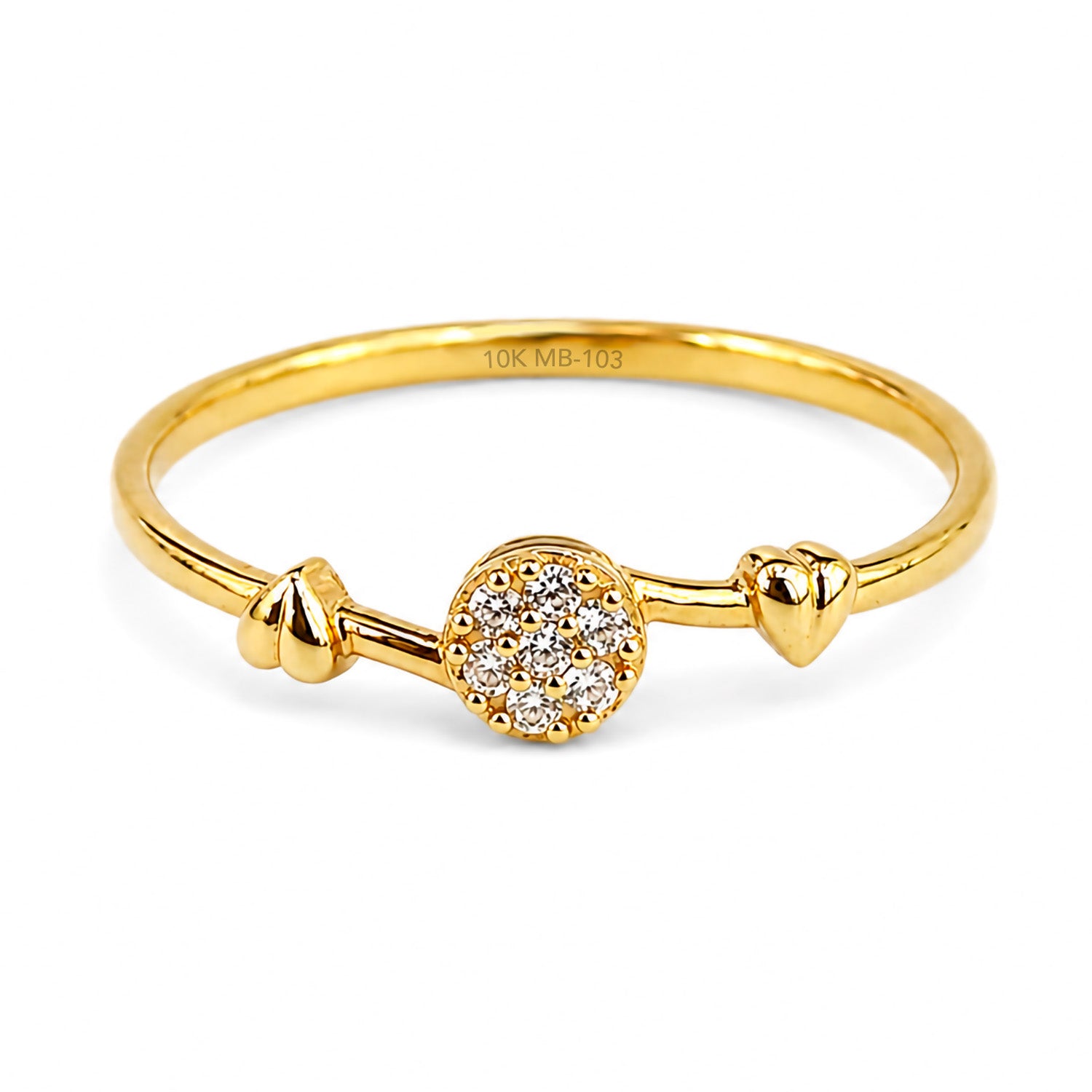 Anillo Micro Circonias con Corazones Oro 10K