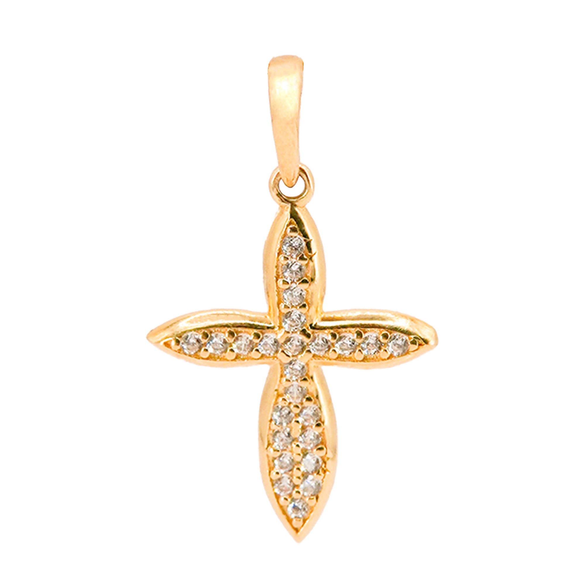 Dije Cruz 2.5cm Micro Circonias Oro 14K