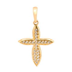 Dije Cruz 2.5cm Micro Circonias Oro 14K