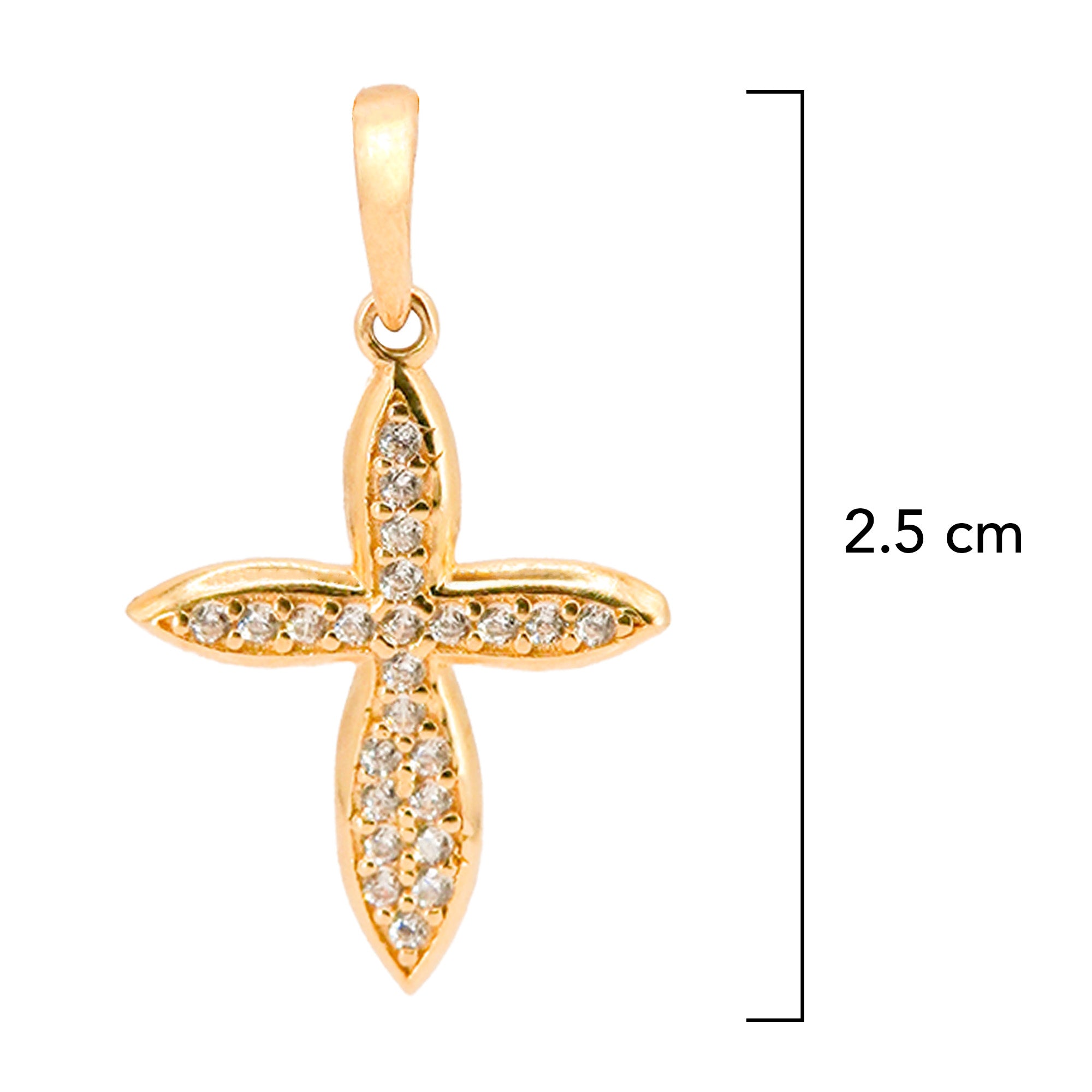 Dije Cruz 2.5cm Micro Circonias Oro 14K