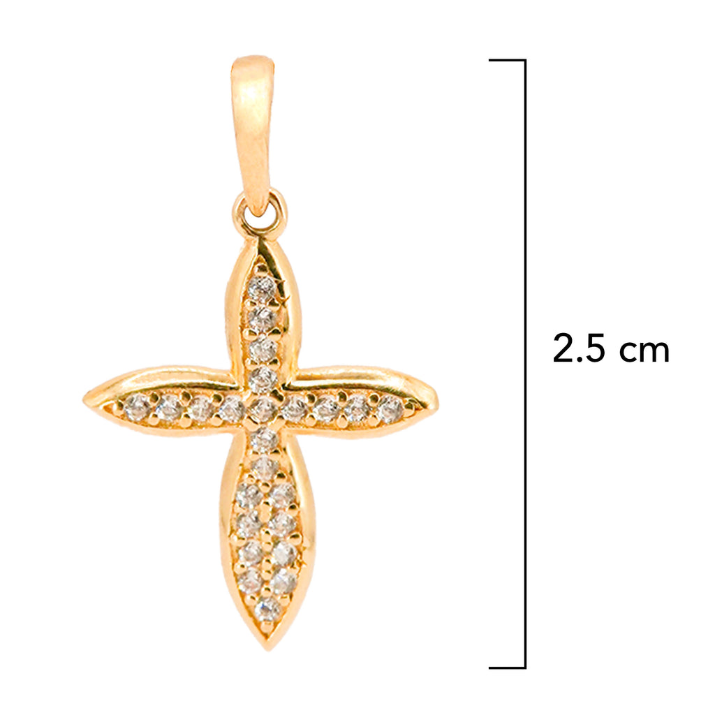 Dije Cruz 2.5cm Micro Circonias Oro 14K