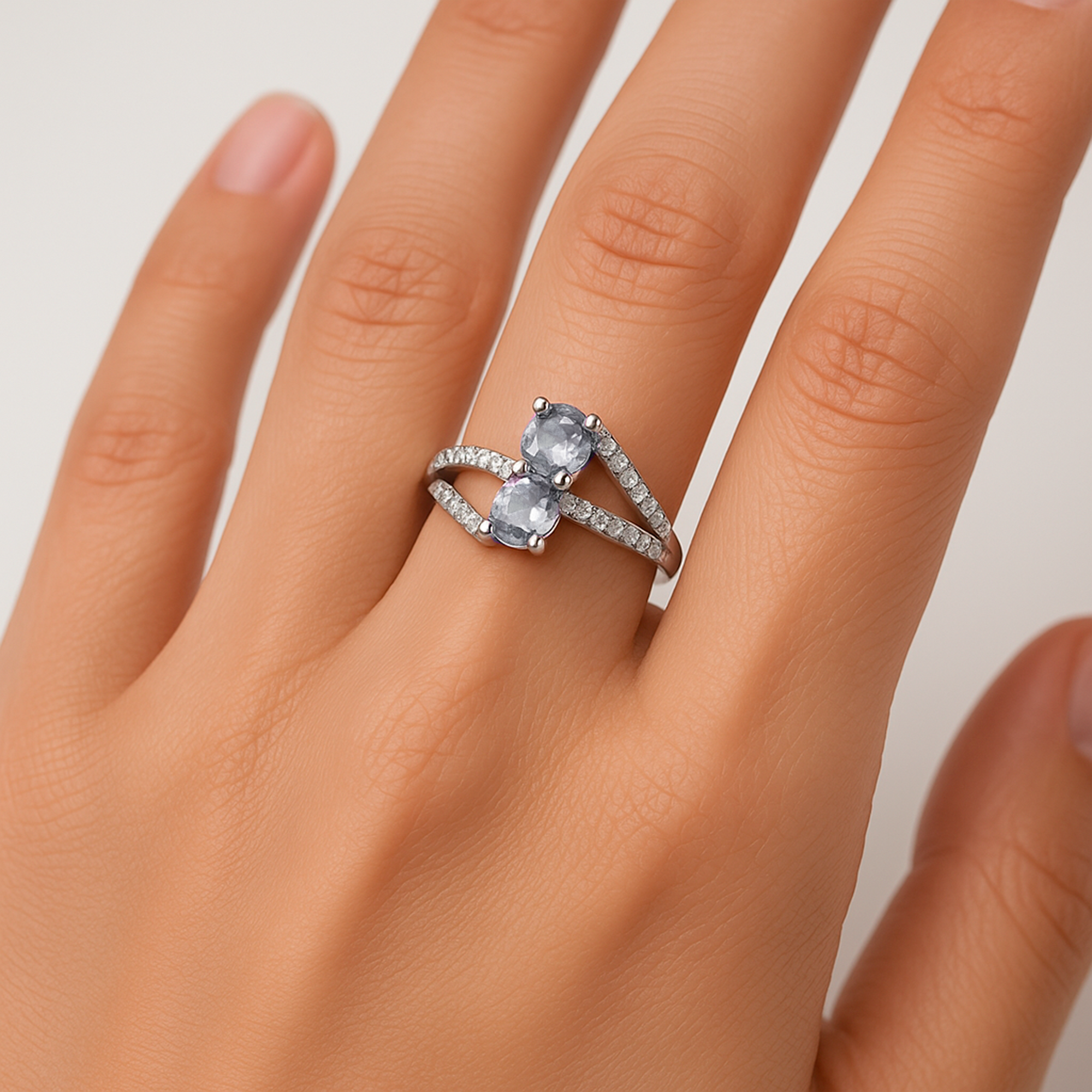 Anillo doble circonia Plata .925