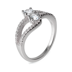 Anillo Doble Circonia con Multi Circonias Plata .925 con Rodio