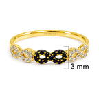 Anillo Infinito Micro Circonias Negras y Blancas Oro 10K