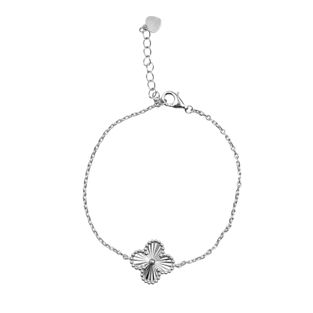 Pulsera Flor Inspirada Van C Flor Diamantada Plata .925 con Rodio