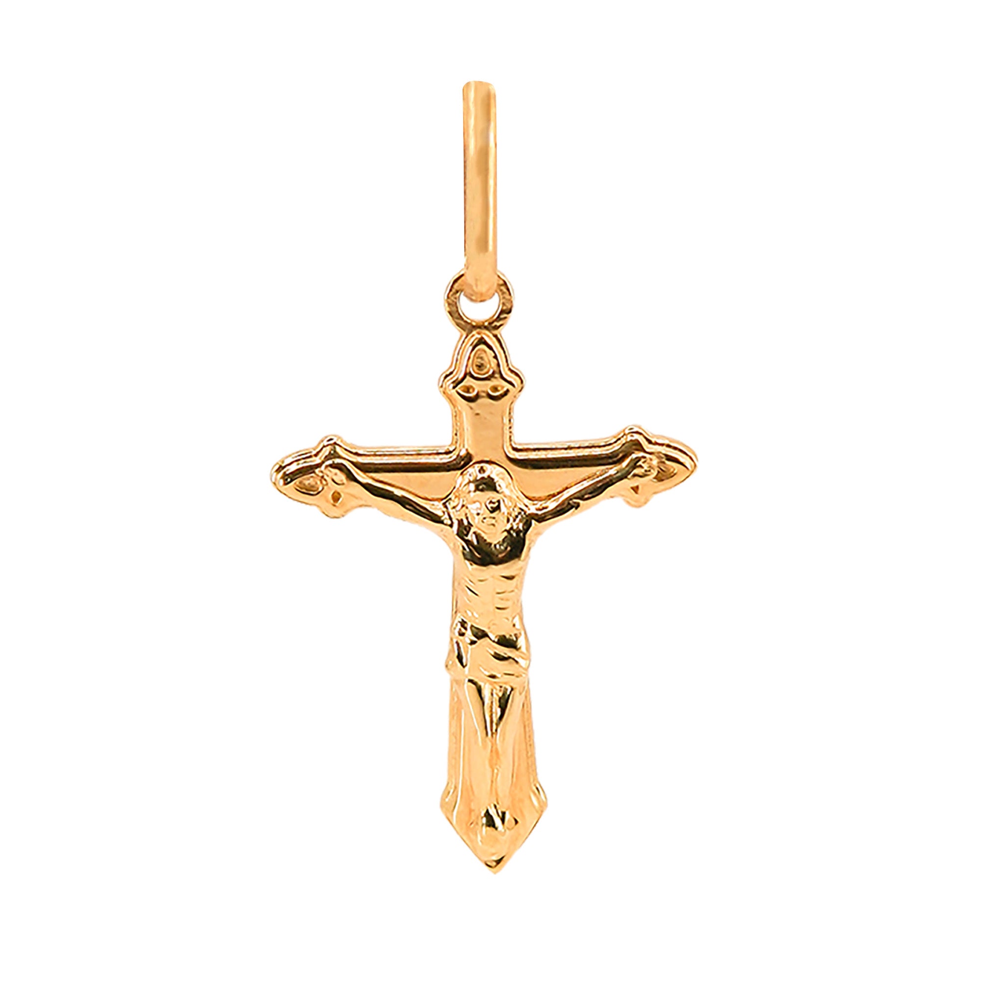 Dije Cruz con Cristo Bombeado 3 cm Oro 14K