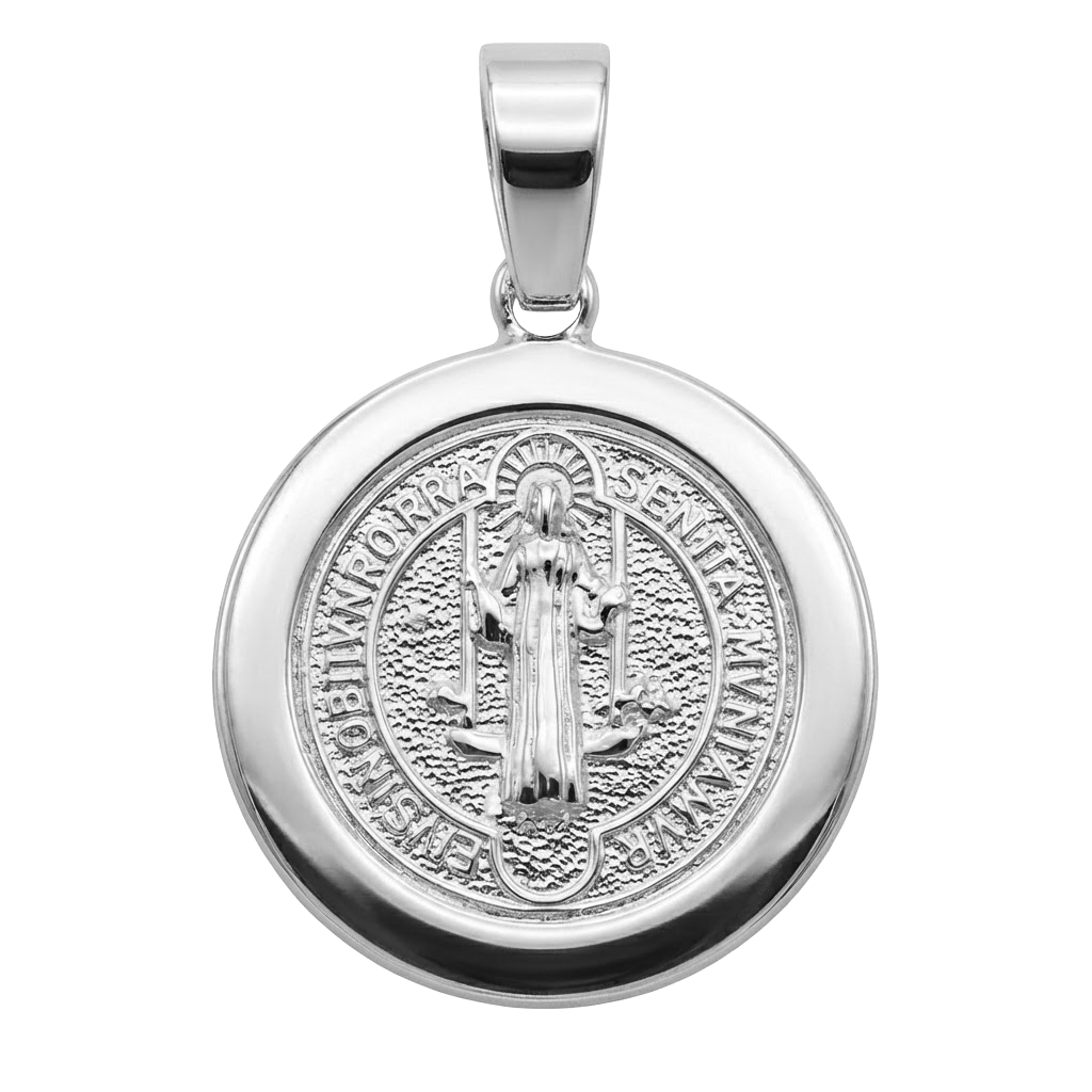 Dije Medalla de San Benito de 2cm Plata .925