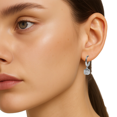 Huggies Circonia Cuadrada Biselada Plata .925