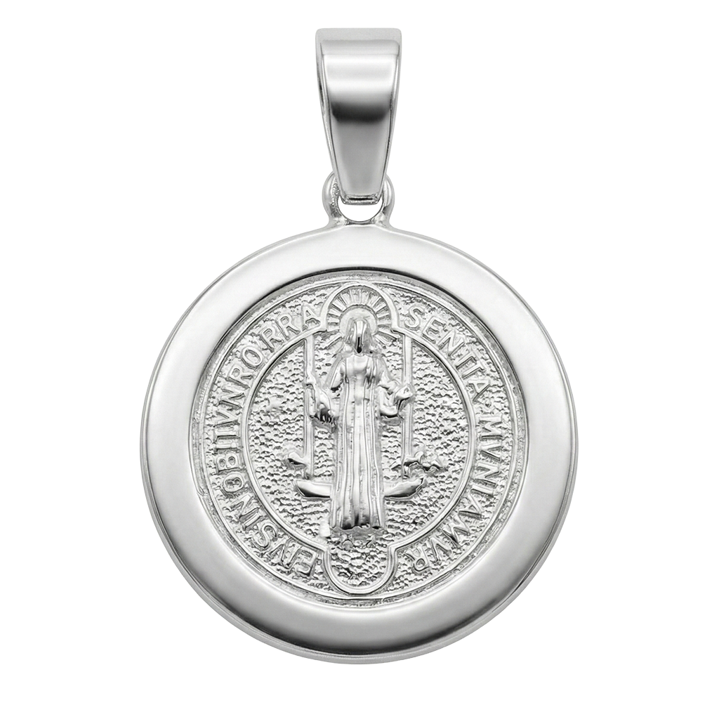 Dije Medalla de San Benito de 2cm Plata .925