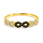 Anillo Infinito Micro Circonias Negras y Blancas Oro 10K