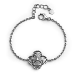 Pulsera Flor Inspirada Van C Flor Diamantada Plata .925 con Rodio