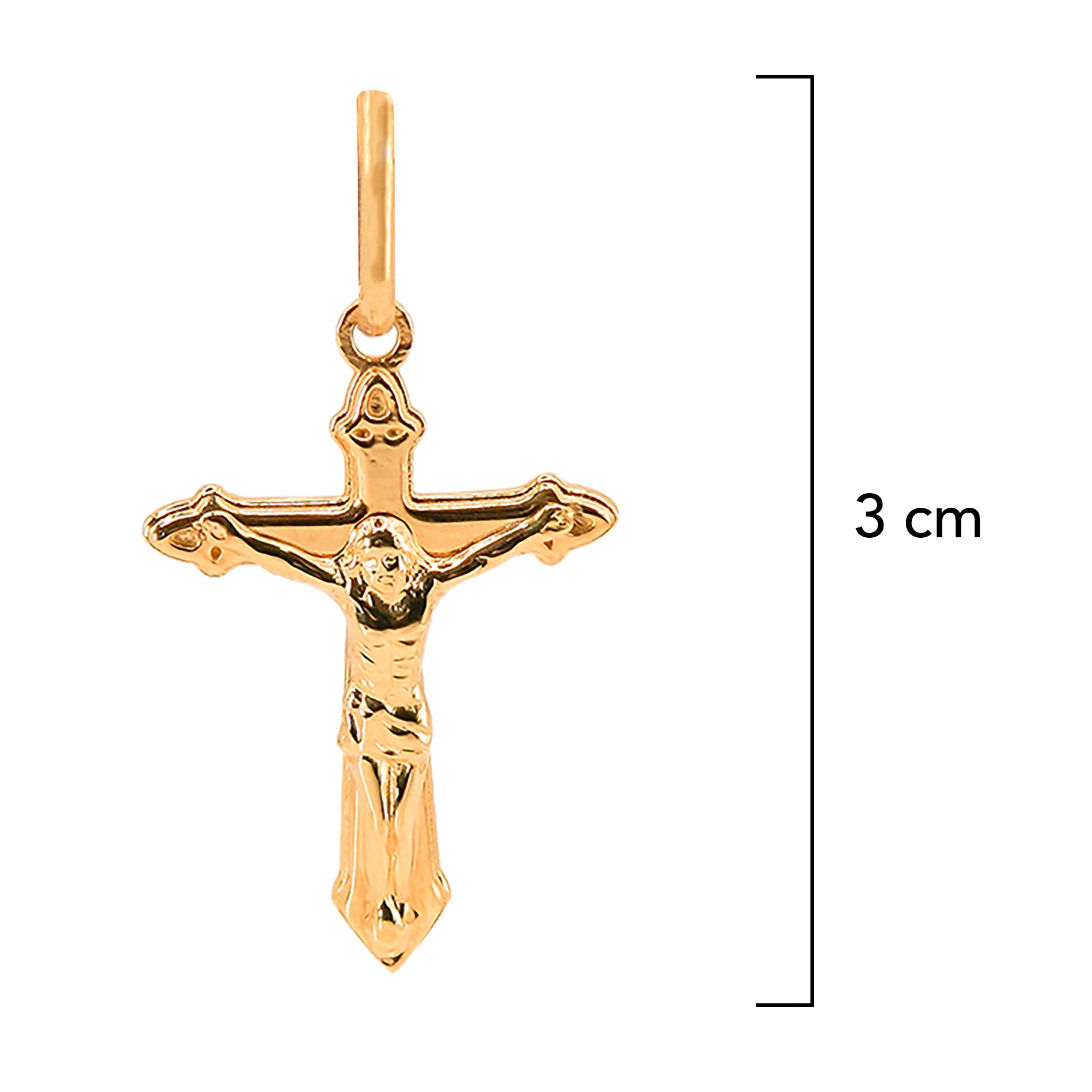 Dije Cruz con Cristo Bombeado 3 cm Oro 14K