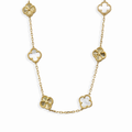 Collar 10 Flores Inspirado Van C Diamantado con Madre Perla Oro 10K