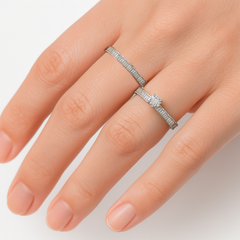 Anillos Alianza con Micro Circonias y Circonias Baguette Plata .925 con Rodio