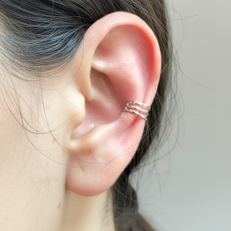 Grapa 3 Lineas Lisas Plata .925 con Rodio