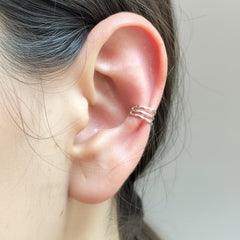 Grapa 3 Lineas Lisas Plata .925 con Rodio