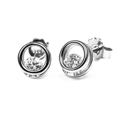 Broquel Doble Circulo con Circonia Plata .925 con Rodio