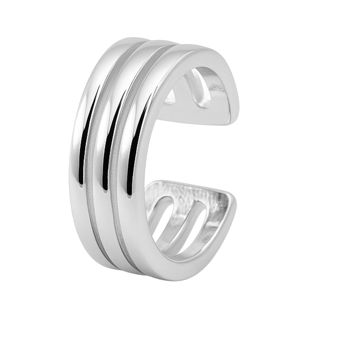 Grapa 3 Lineas Lisas Plata .925 con Rodio