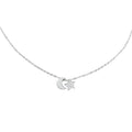 Collar 2 Dijes Estrella con Micro Circonias y Luna Lisa Plata .925 con Baño de Rodio