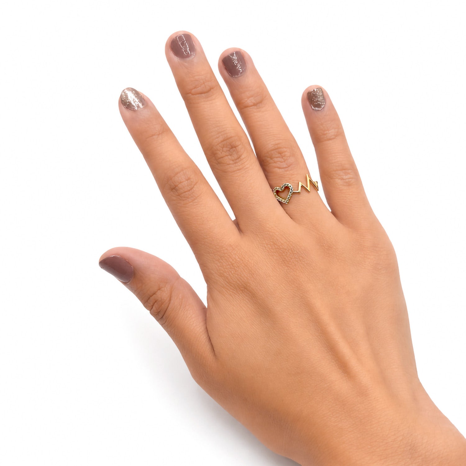 Anillo Corazón Latido con Micro Circonias Oro 10K