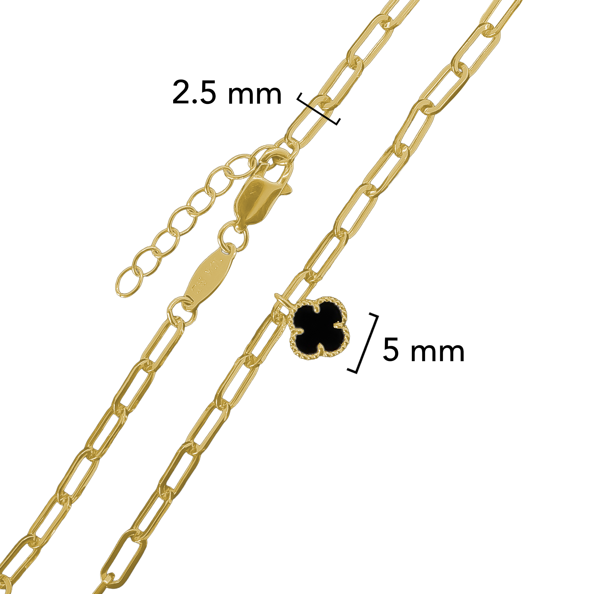 Pulsera Flor Inspirada Van C Onix 18cm Oro 10K