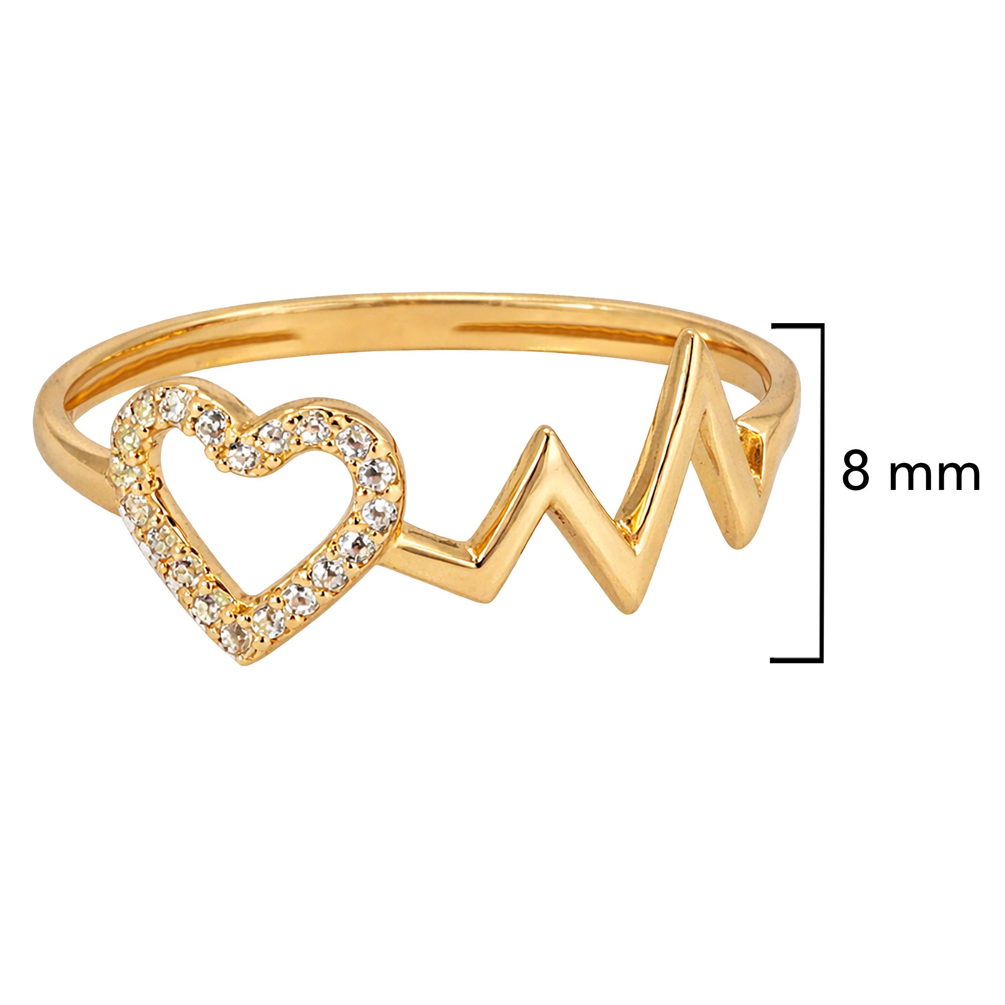 Anillo Corazón Latido con Micro Circonias Oro 10K