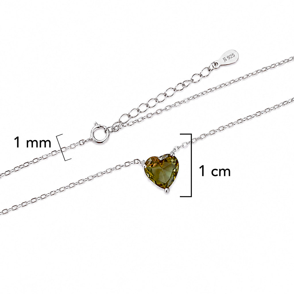 Collar Piedras SemiPreciosas Corazón de Zultanita, Plata .925 con Baño de Rodio