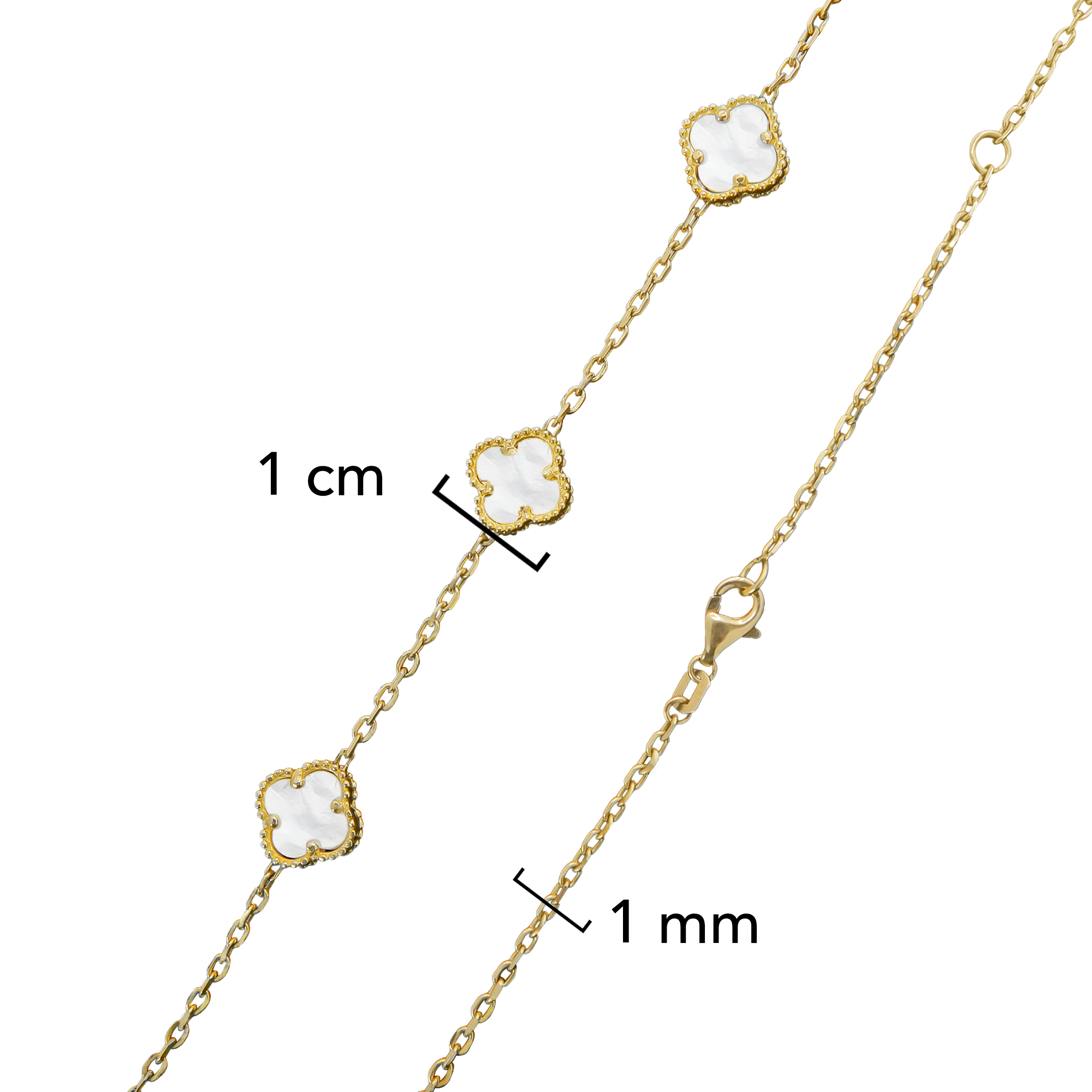 Collar 10 Flores Inspirado Van C Madre Perla Oro 10K