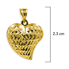 Dije Corazón Bombeado 2 Vistas Liso y Martillado Oro 10K