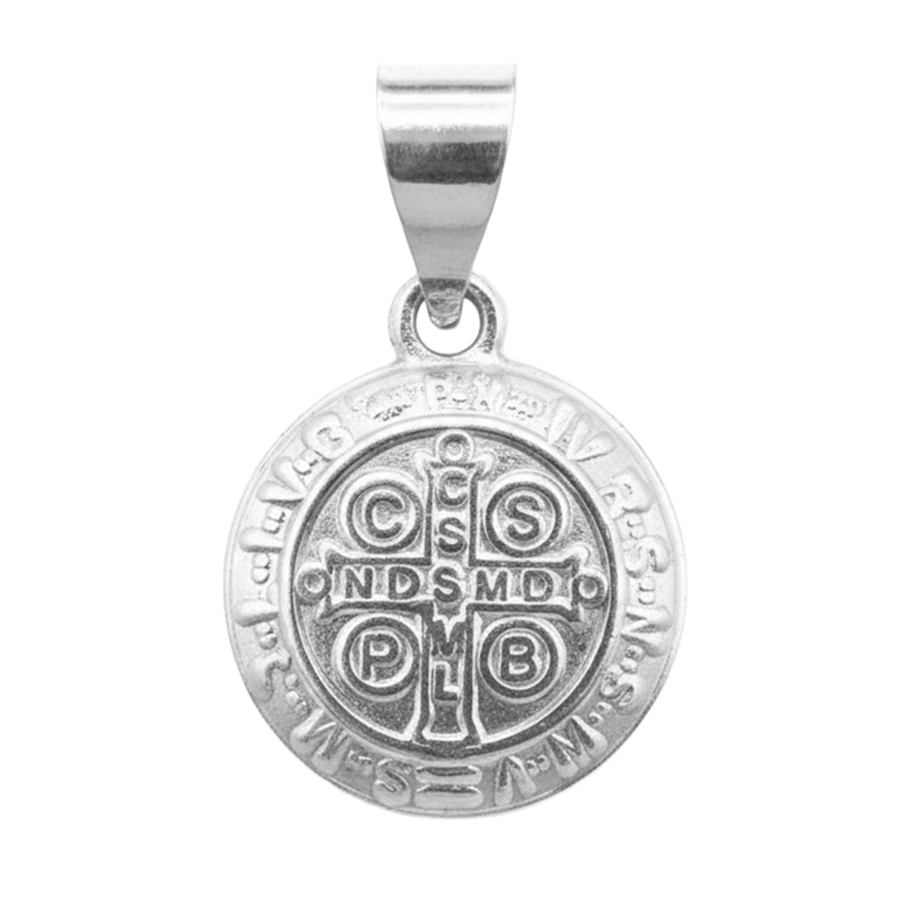 Dije Medalla Bombeado de San Benito 1.8cm Plata .925
