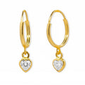 Arracada Circonia Corazón Blanco Colgante 1.5cm Oro 10K