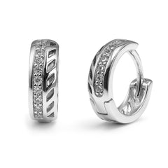 Huggies con Micro Circonias y Linea Calada Plata .925