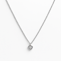 Collar Dije Corazón con Cadena Eslabones Plata .925 con Rodio