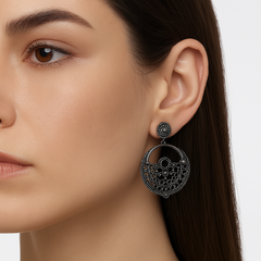 Arete Estilo Filigrana Terminado Oxidado Hecho a Mano Plata .925