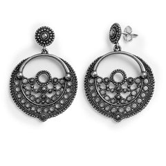 Arete Estilo Filigrana Terminado Oxidado Hecho a Mano Plata .925