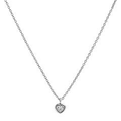 Collar Dije Corazón con Cadena Eslabones Plata .925 con Baño de Rodio