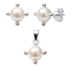 Juego Perla Natural con Bolitas Plata .925