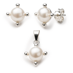 Juego Perla Natural con Bolitas Plata .925