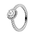 Anillo Inspirado Pan 1.1 Solitario Redondo Circonia con Micro Circonias Plata .925