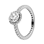 Anillo Inspirado Pan 1.1 Solitario Redondo Circonia con Micro Circonias Plata .925