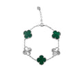 Pulsera 5 Flores Inspirada Van C 2 Estilos Diamantado y Piedra Natural Plata .925 con Baño de Rodio